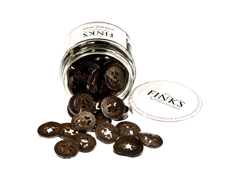 Artikelbild Bio Schwarze Nüsse in Scheiben eingelegt Fink's Delikatessen 1129